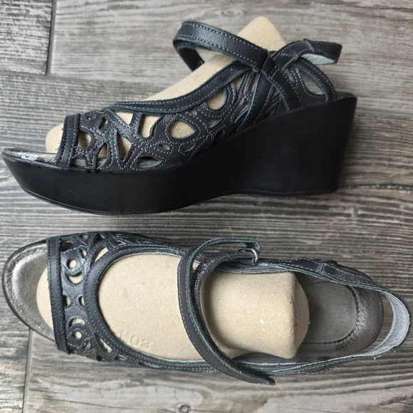 Women's Blue Leather Naot Deluxe Travel Beach Summer Wedge Sandals 5.5US 37 - Picture 2 of 12